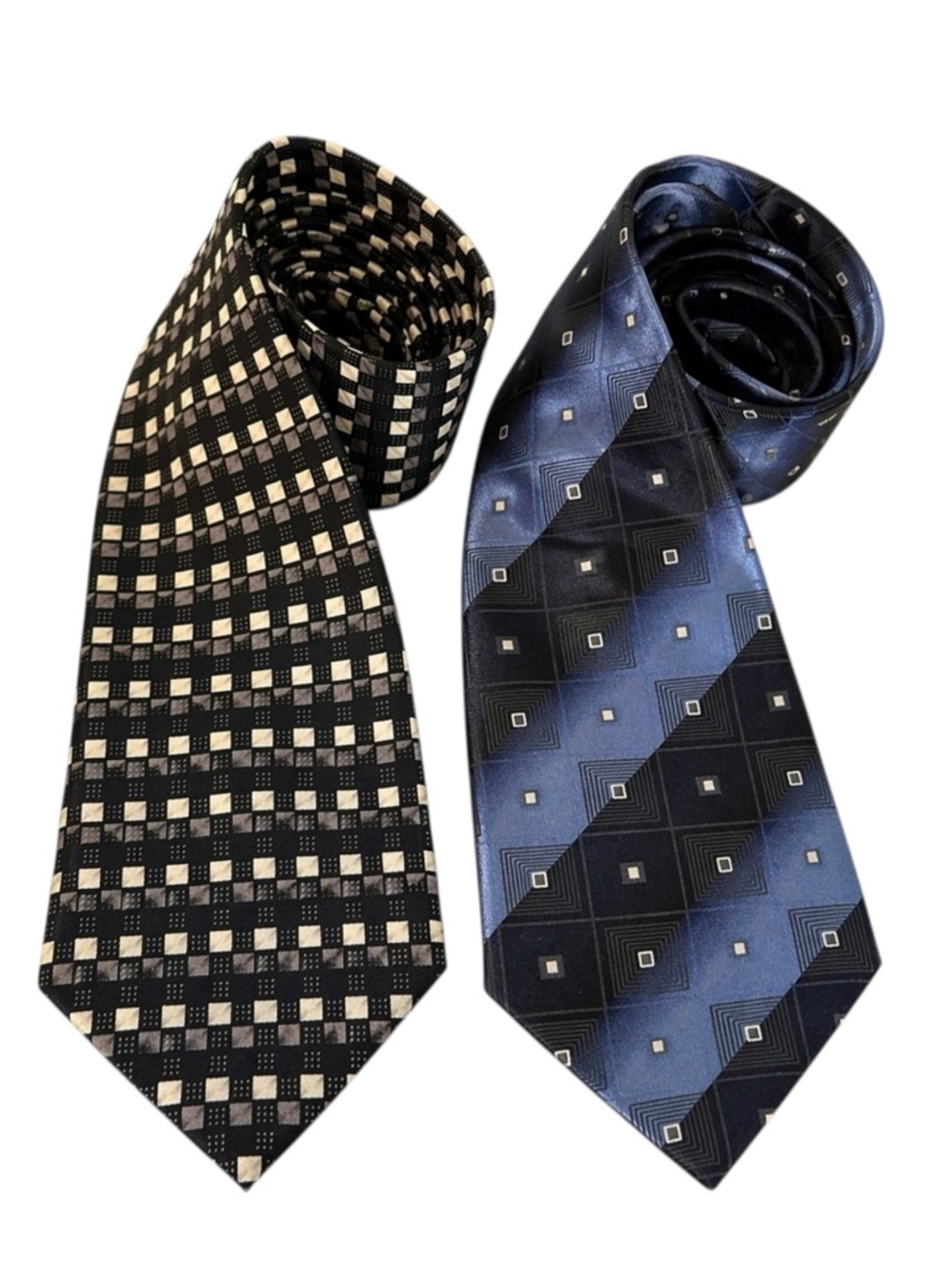 Kilburne and Fitch‎ Mens Neckties Silk Geometric Squares Wedding 2 ties bundle
